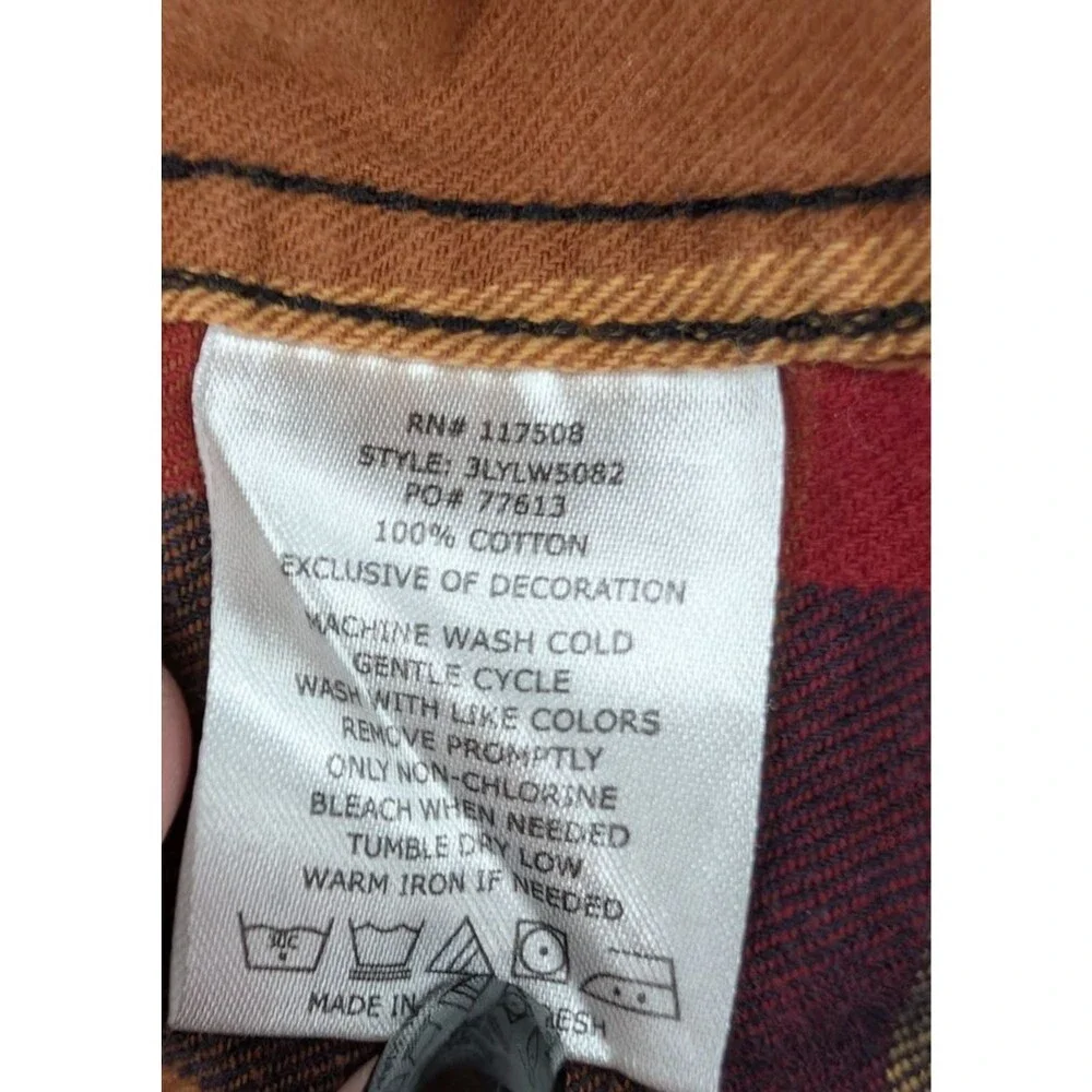 Levis Brown Tan Long Sleeve Cotton Button Up Plaid Flannel Mens Size Large